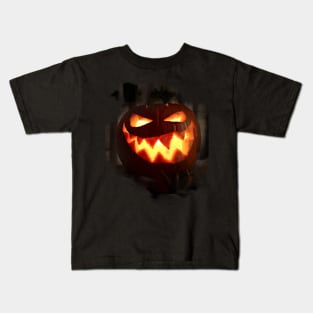 Scary Jack O' Lantern Halloween Pumpkin Design Kids T-Shirt